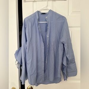 Trouve Striped Button-Up Blouse